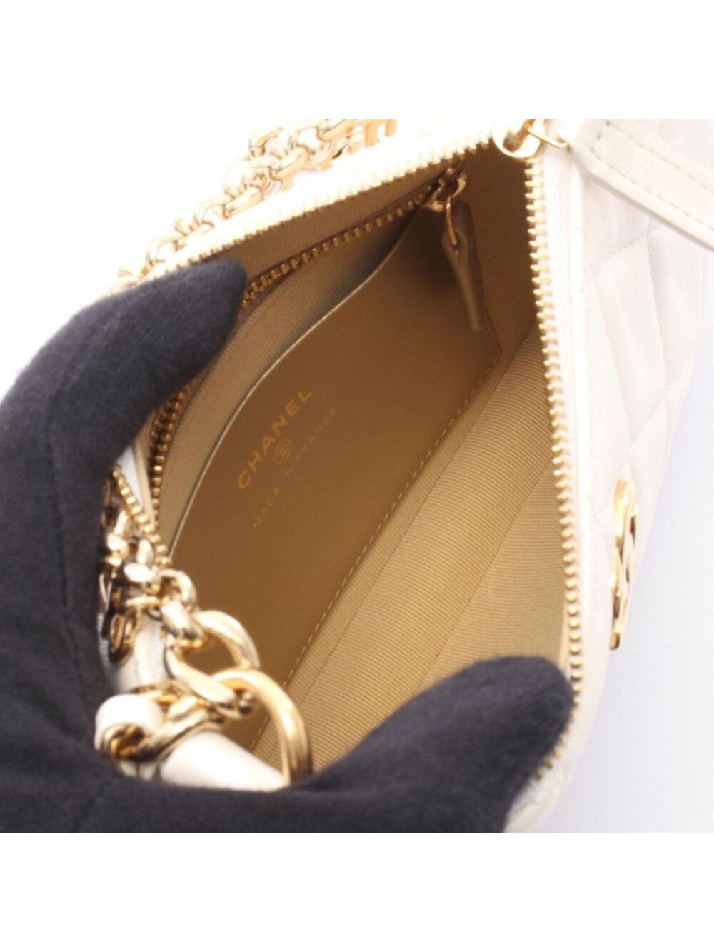 Chanel Shoulder Bag Quilted Small Pearl White Lambskin Chain - Picture 3 of 6